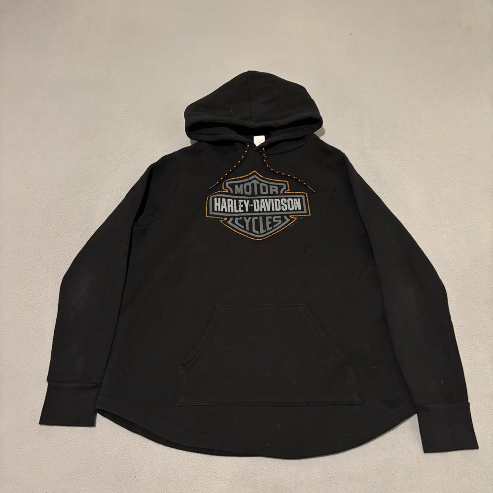 Harley Davidson Edmonton Alberta Canada Black Pullover Hoodie Size Large Biker
